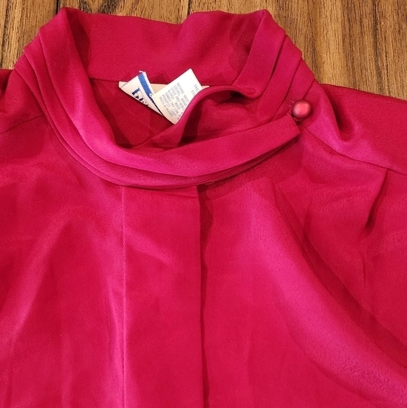 Pendleton classic chiffon style pleated maroonlong sleeve button down blouse 14 - Picture 7 of 16